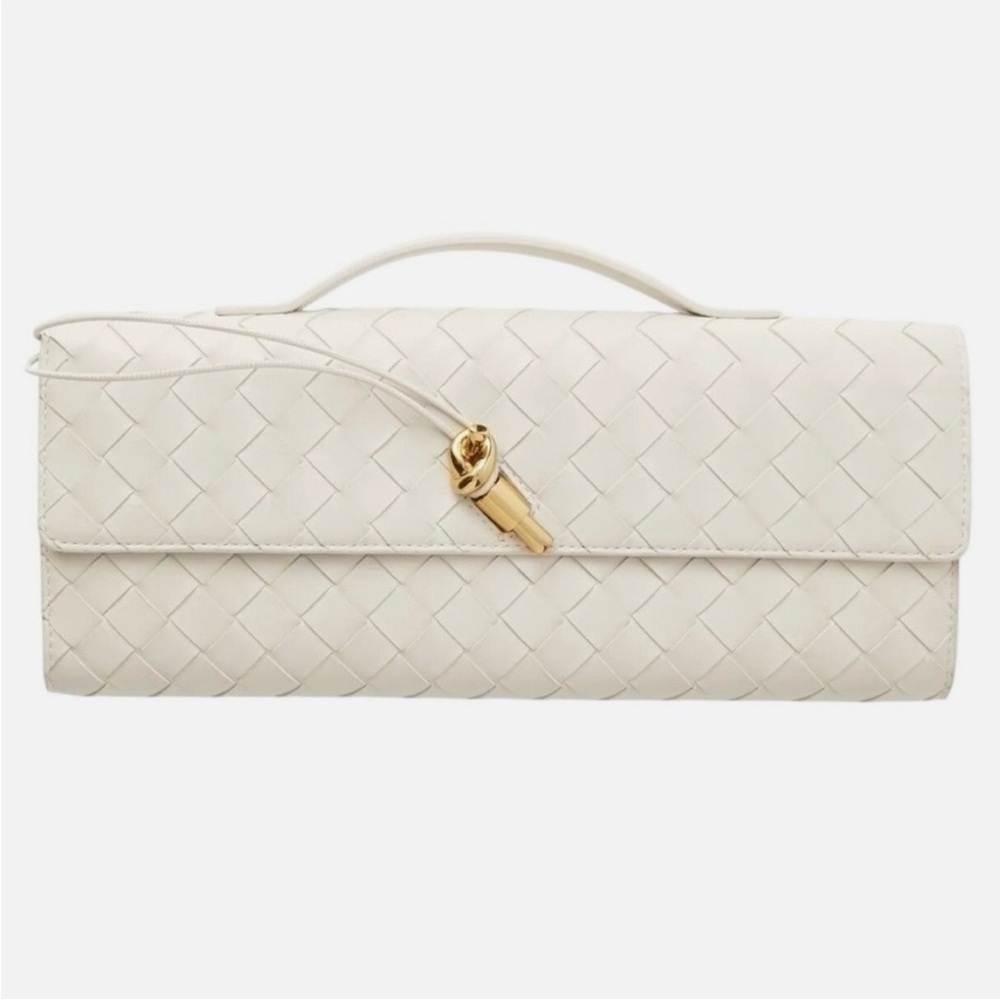 Chic Cream Woven Clutch
